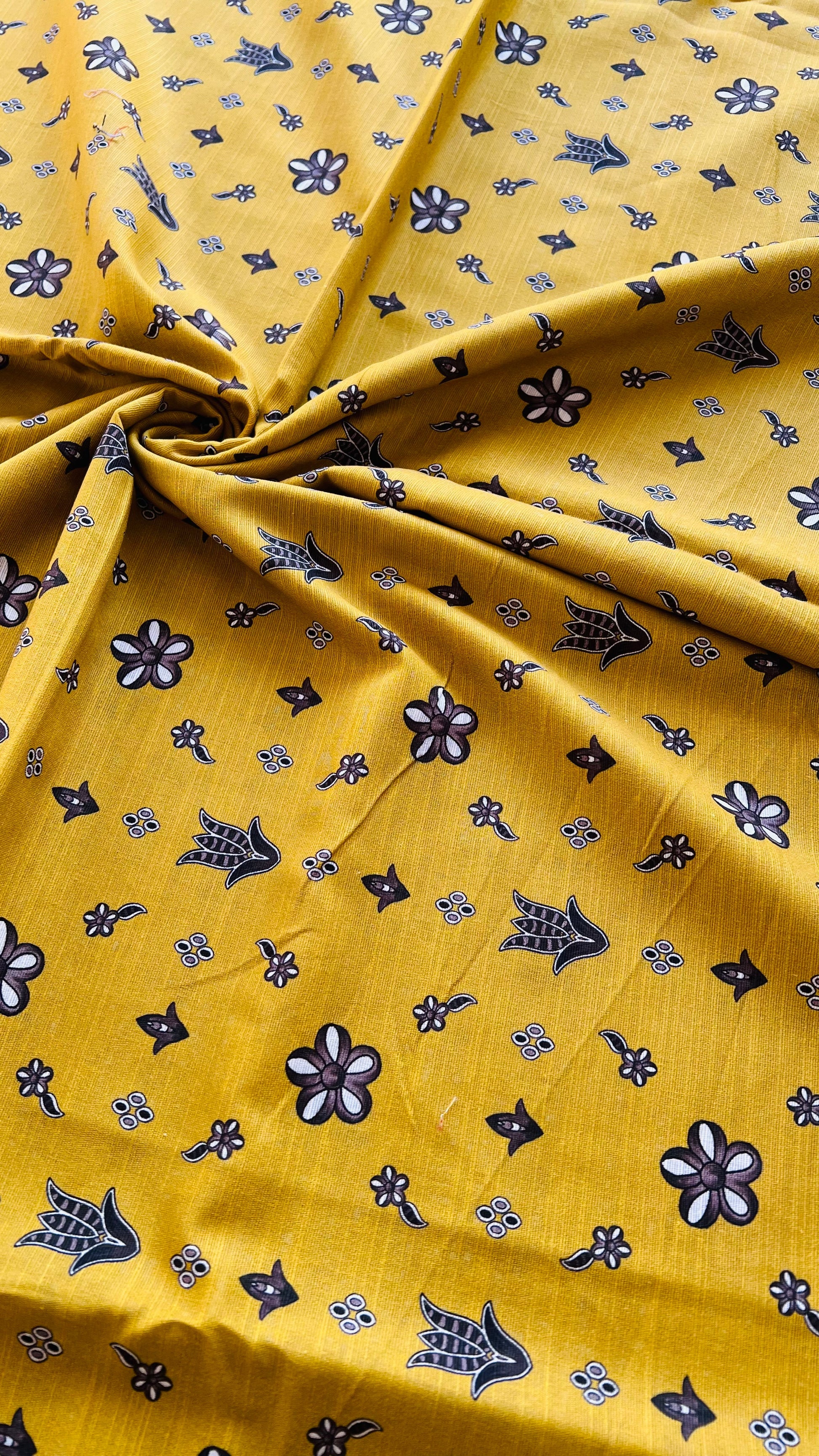 Mustard Floral Khaddar - 2pc printed winter suit