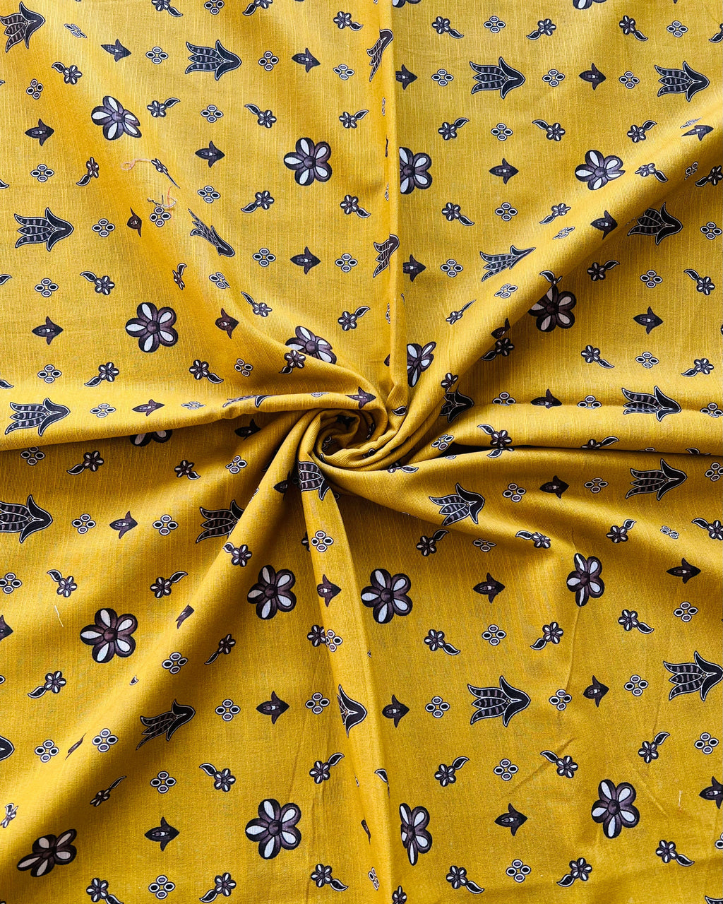 Mustard Floral Khaddar - 2pc printed winter suit