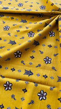 Mustard Floral Khaddar - 2pc printed winter suit