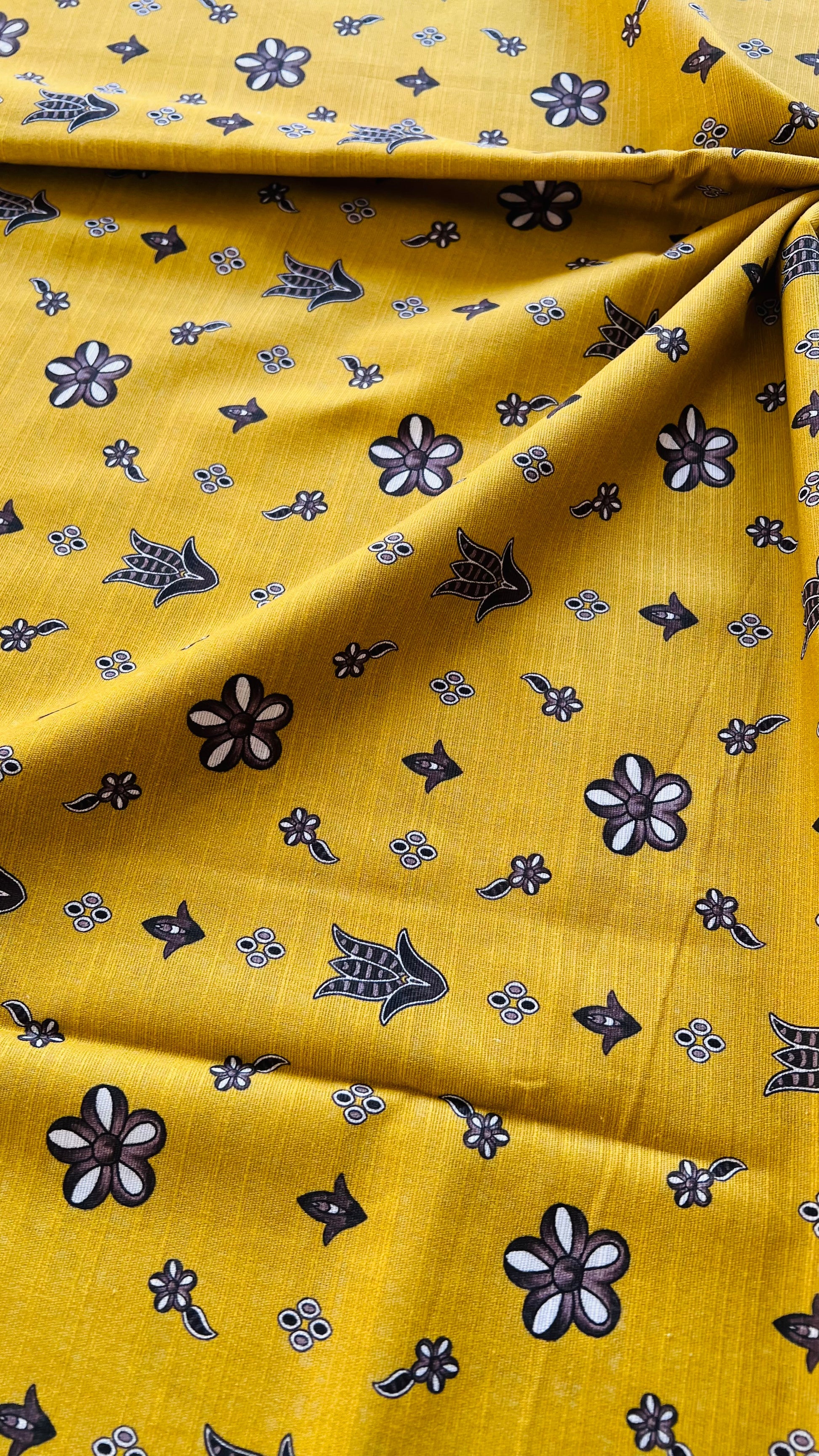 Mustard Floral Khaddar - 2pc printed winter suit