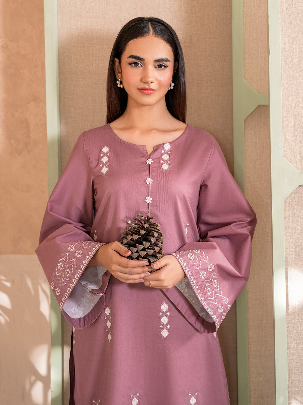 2PC DHANAK EMBROIDERED SHIRT WITH DHANAK EMBROIDERED TROUSER-BIC-103