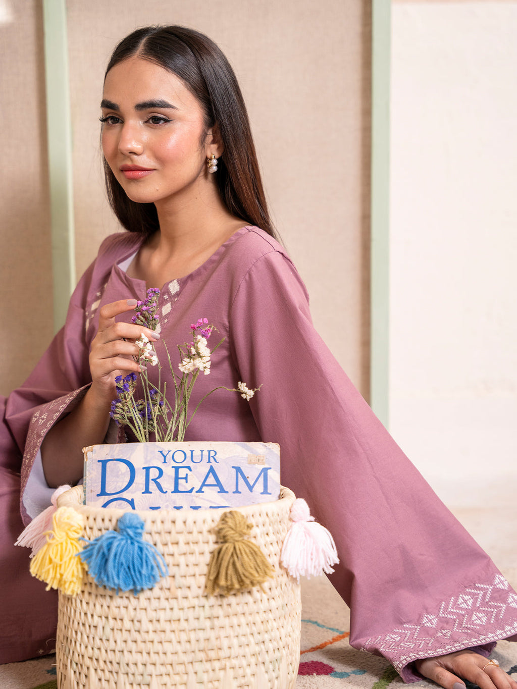 2PC DHANAK EMBROIDERED SHIRT WITH DHANAK EMBROIDERED TROUSER-BIC-103