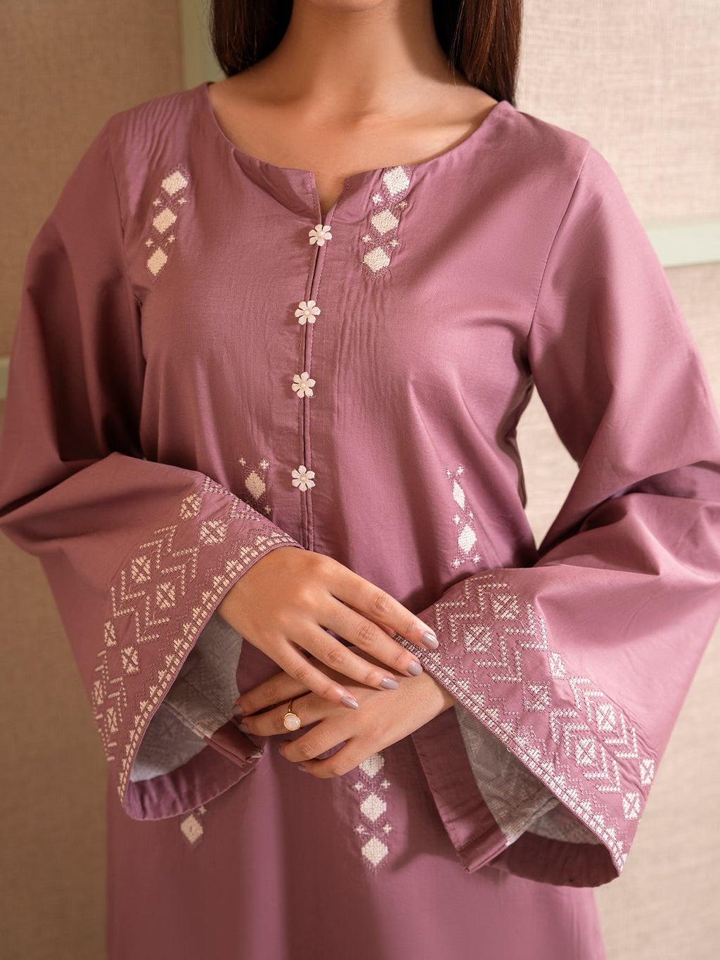 2PC DHANAK EMBROIDERED SHIRT WITH DHANAK EMBROIDERED TROUSER-BIC-103