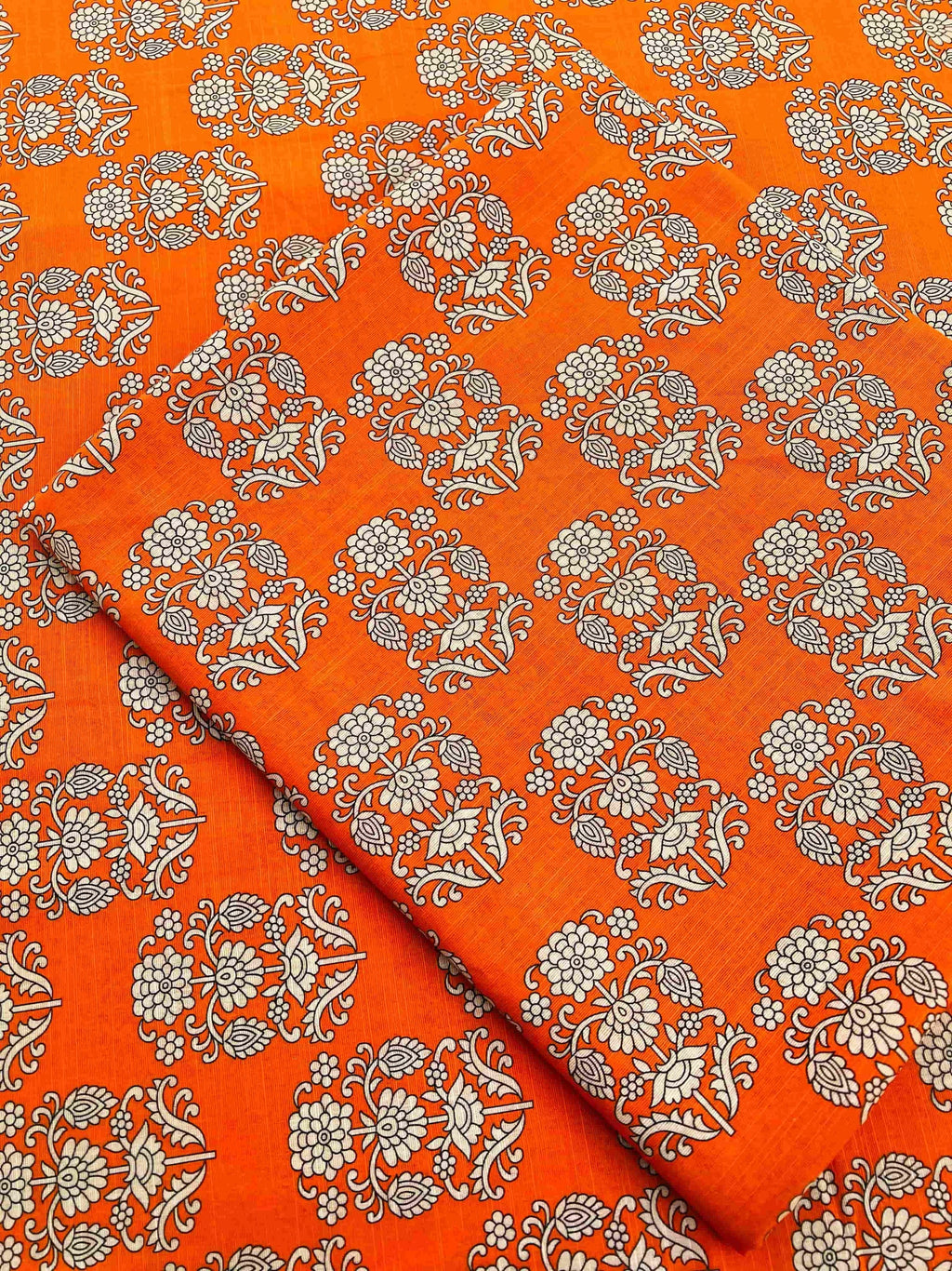 Khaddar Unstiched - Orange floral - 2pc printed suit