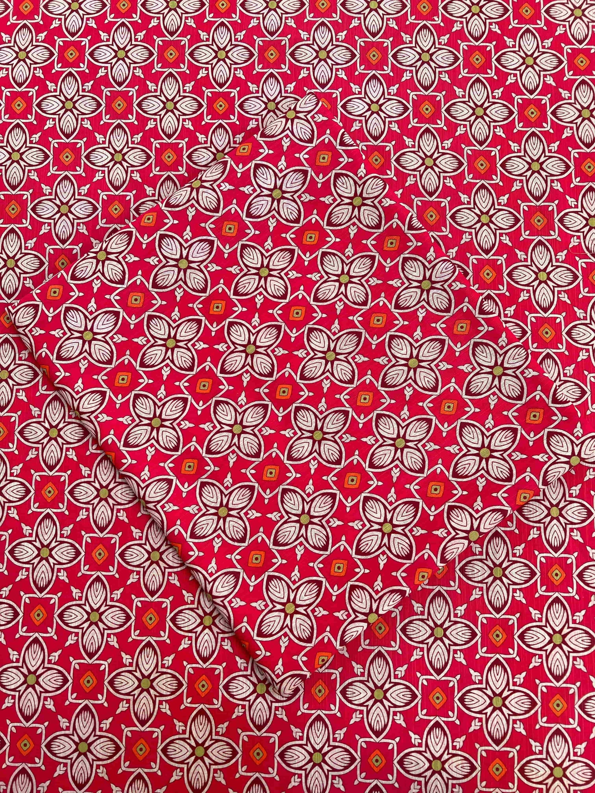 Khaddar Unstiched - Red base floral - 2pc winter printed suit
