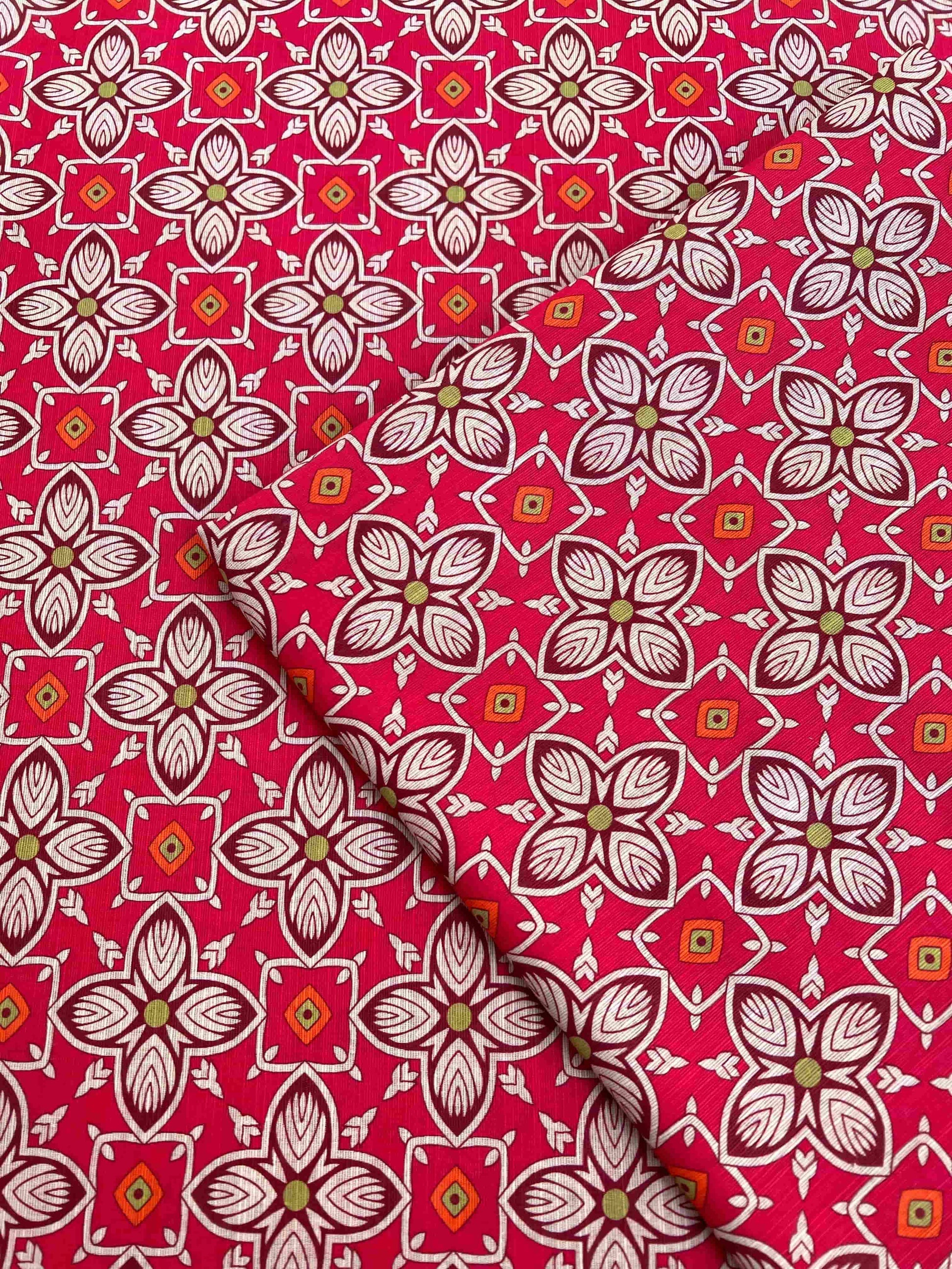 Khaddar Unstiched - Red base floral - 2pc winter printed suit