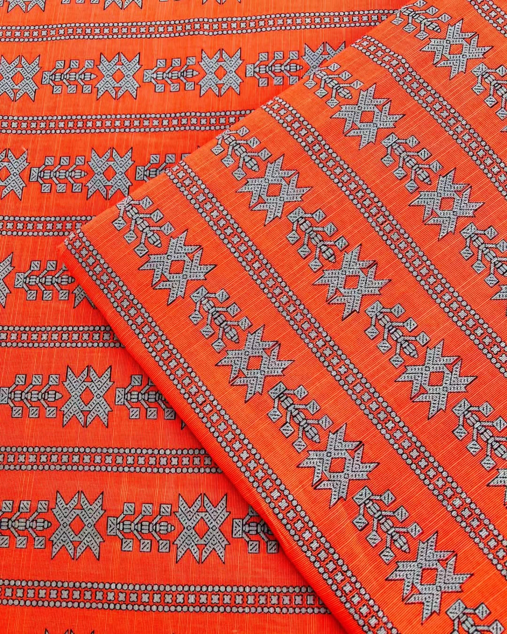 Orange digital print unstiched - 2pc printed suit