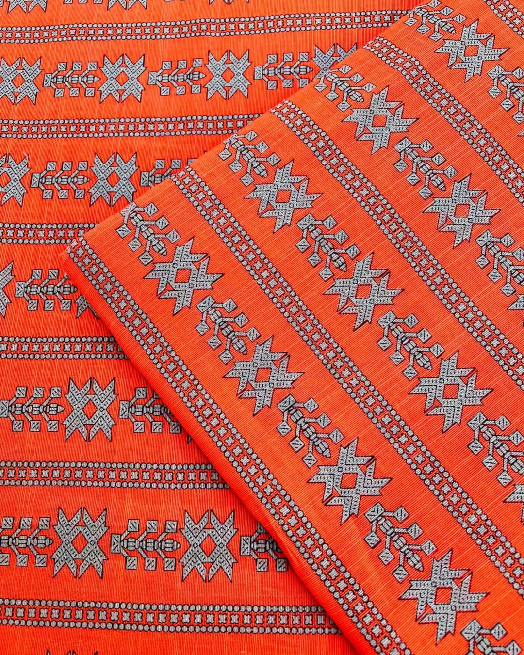 Orange digital print unstiched - 2pc printed suit