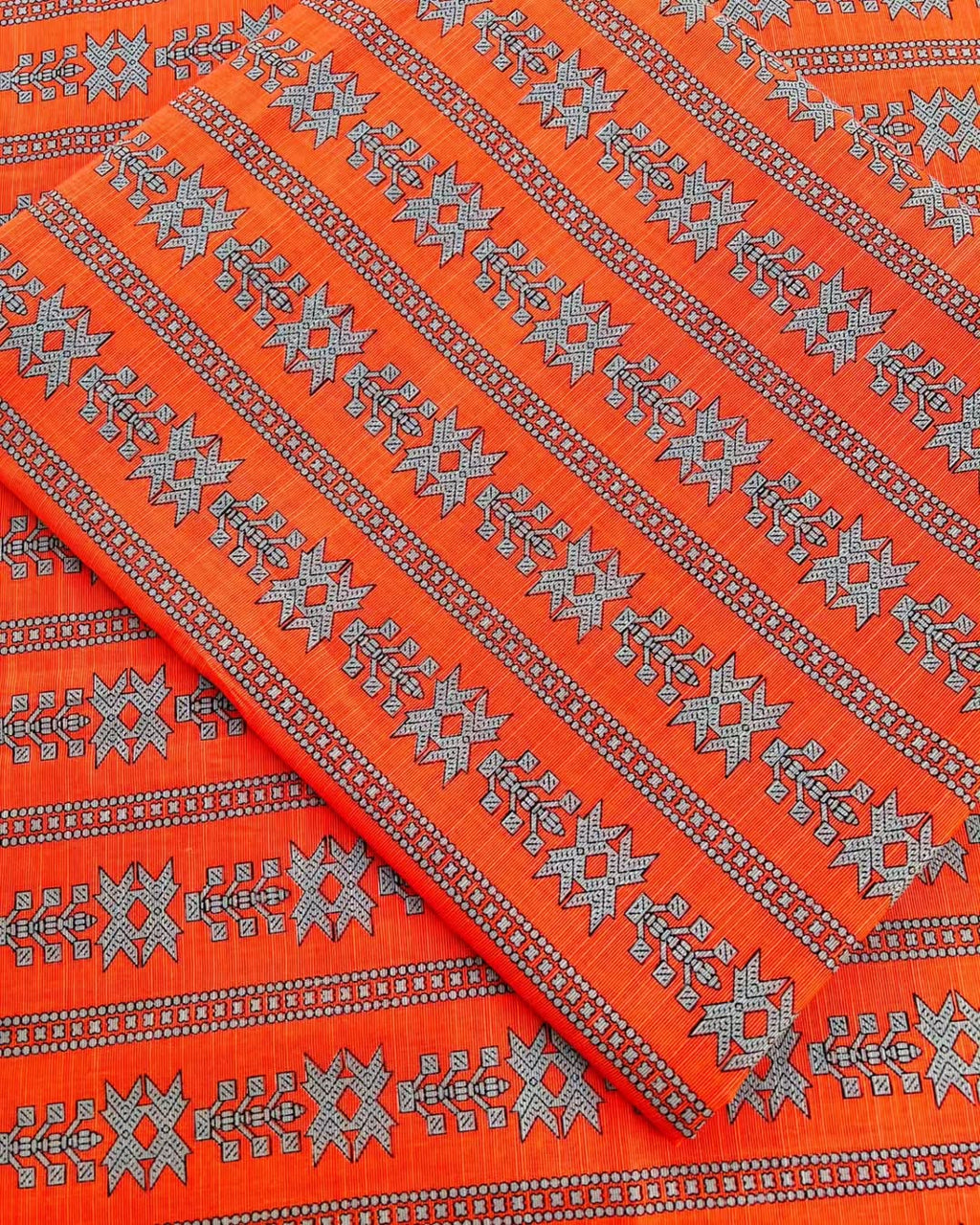 Orange digital print unstiched - 2pc printed suit