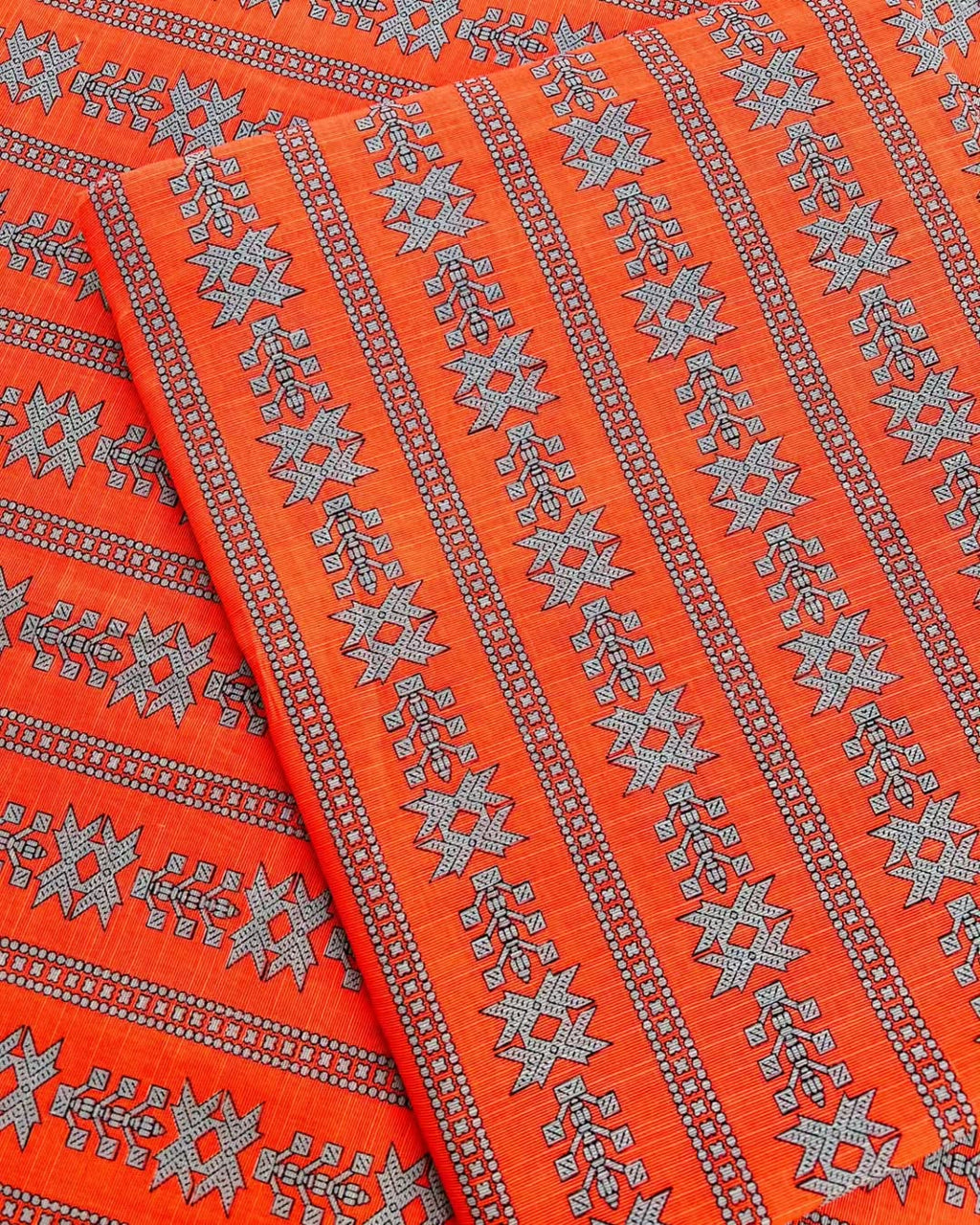 Orange digital print unstiched - 2pc printed suit