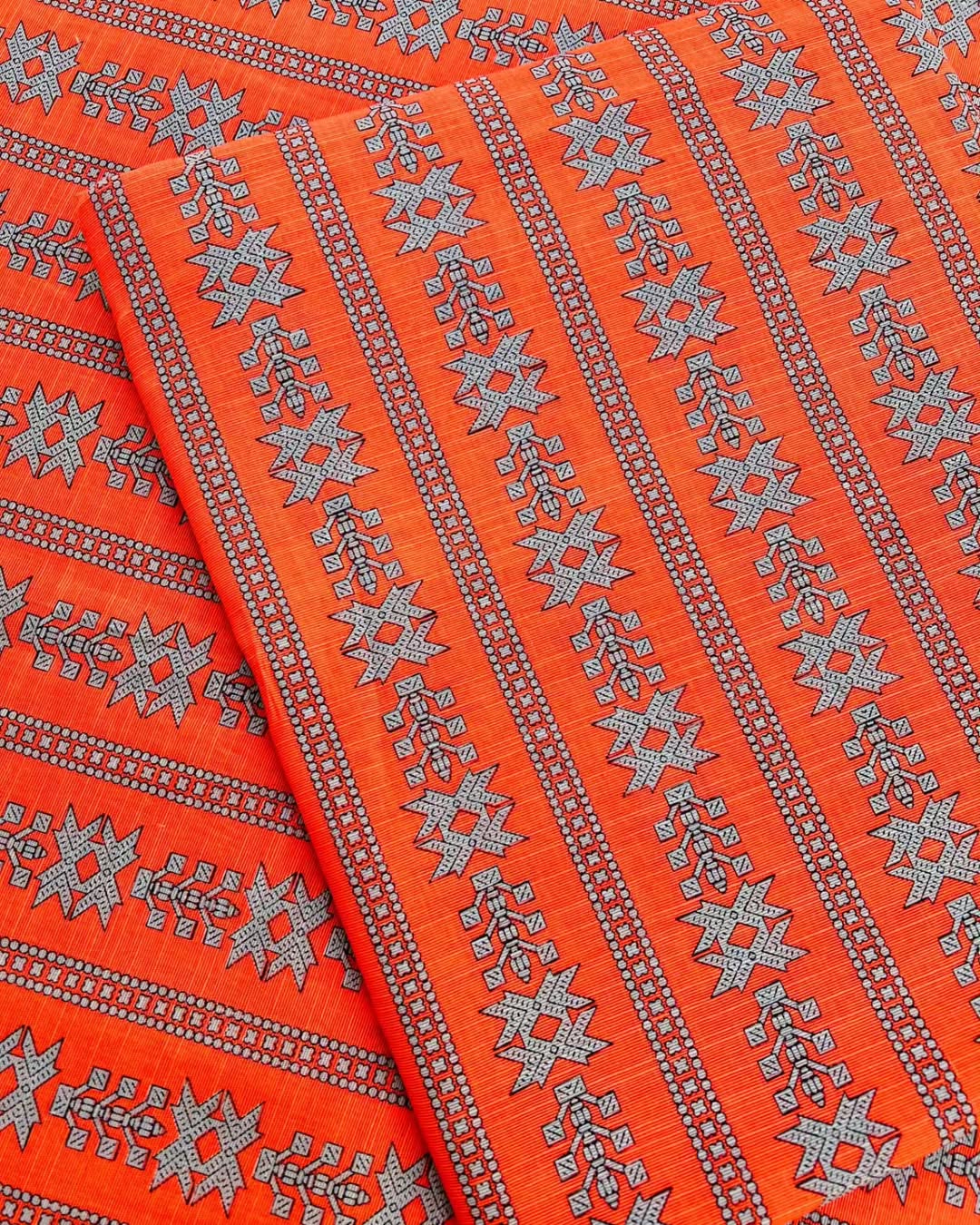 Orange digital print unstiched - 2pc printed suit