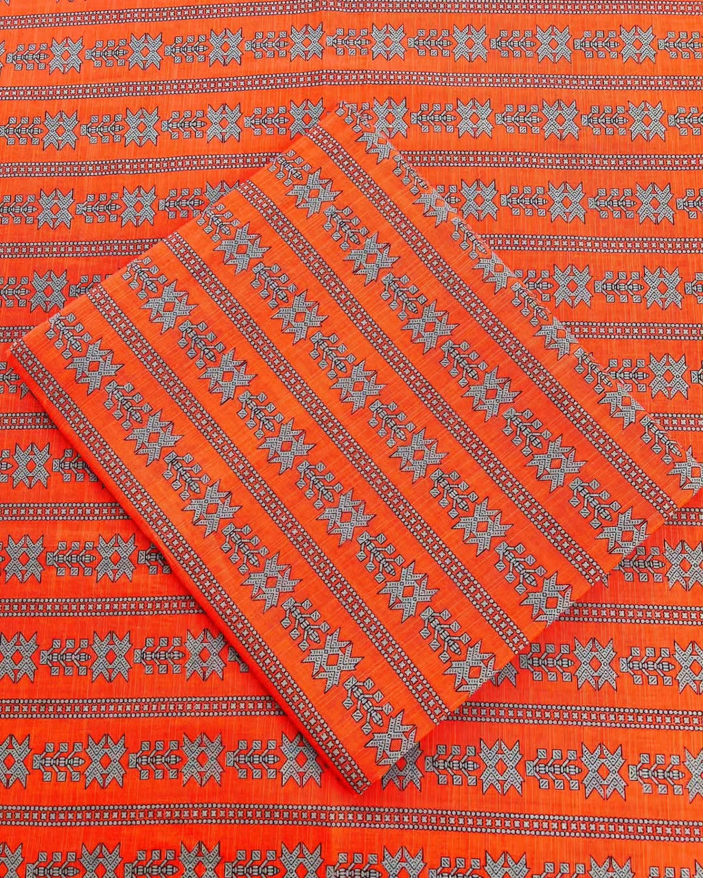 Orange digital print unstiched - 2pc printed suit