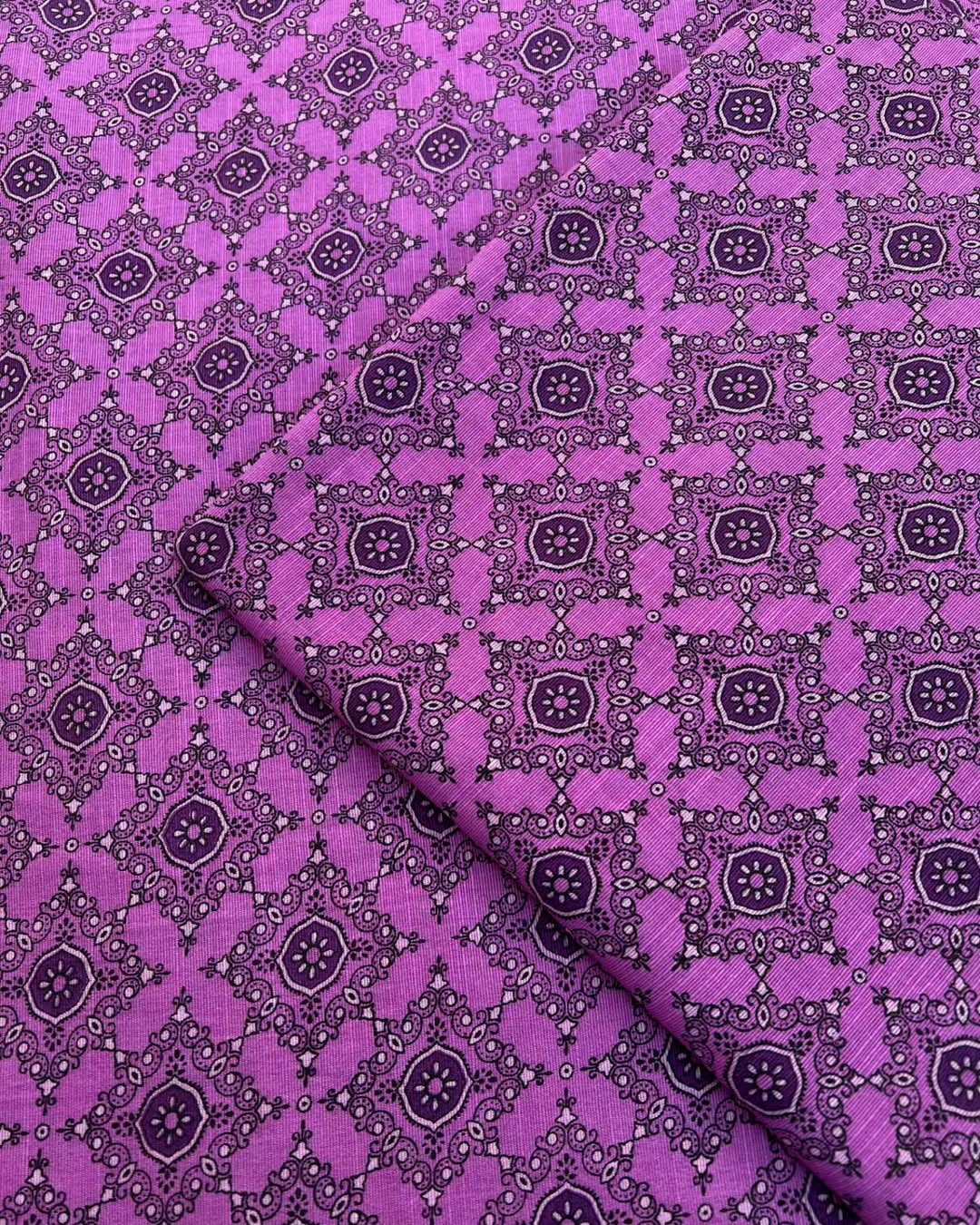 Purple digital print unstiched - 2pc printed suit