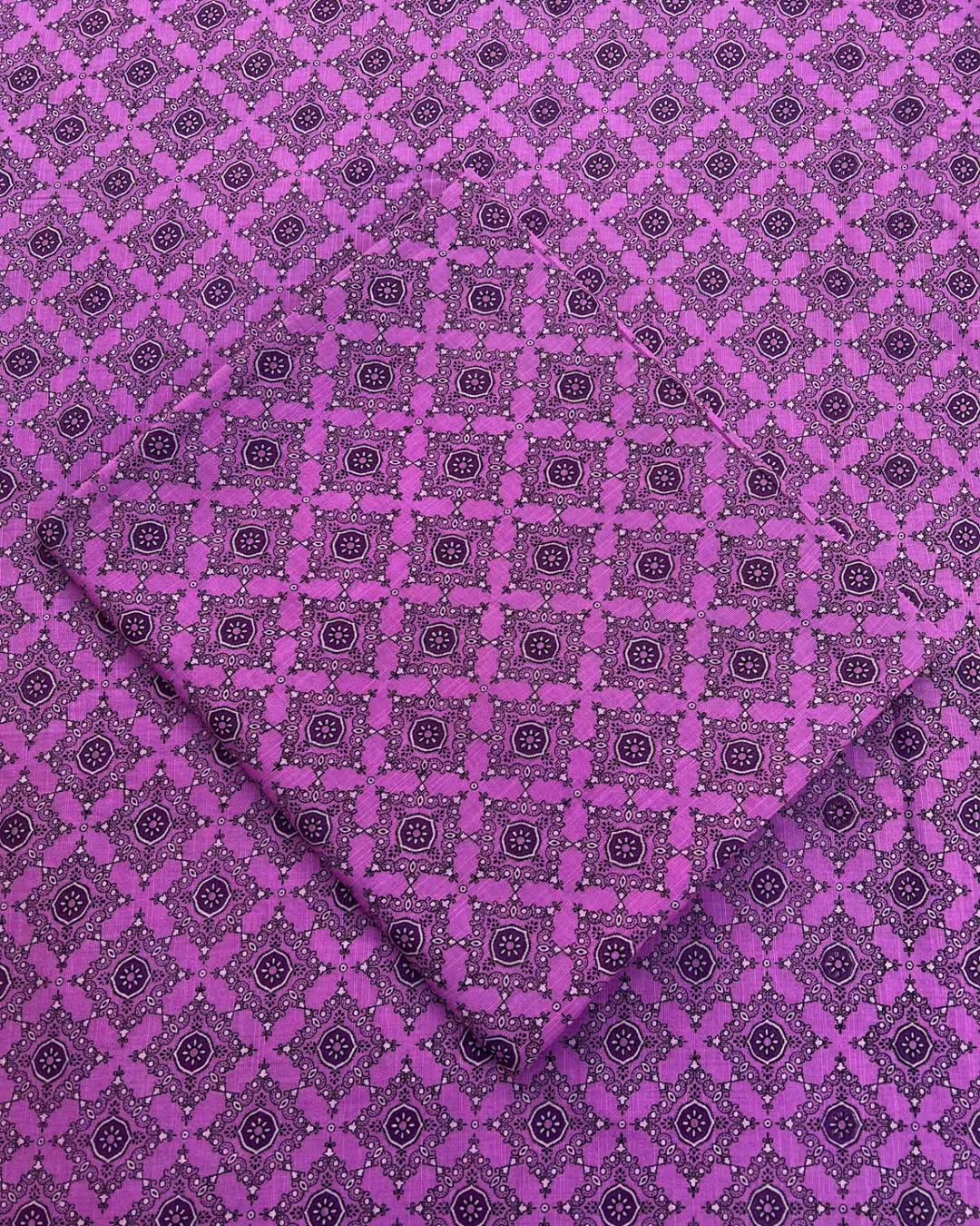 Purple digital print unstiched - 2pc printed suit