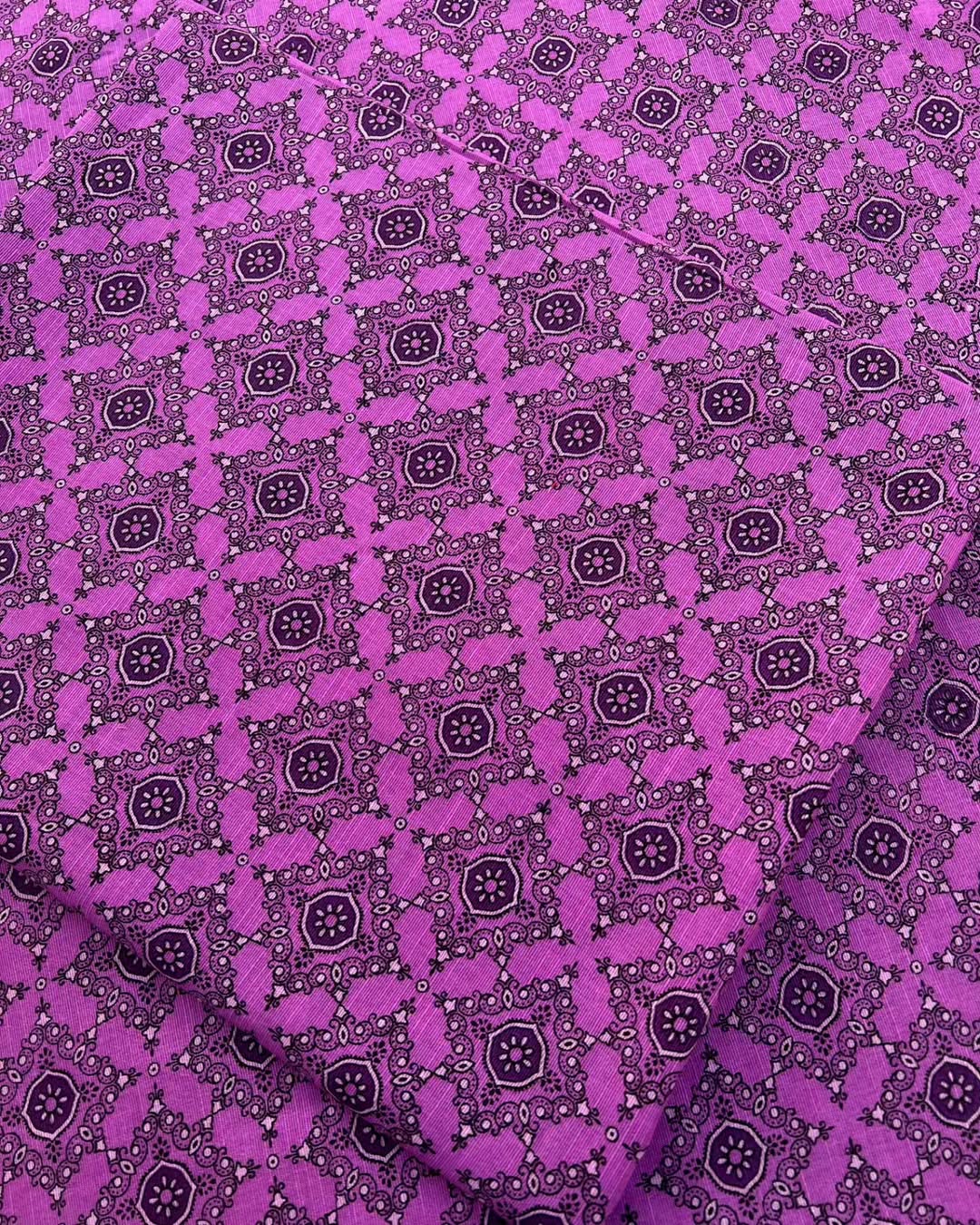 Purple digital print unstiched - 2pc printed suit