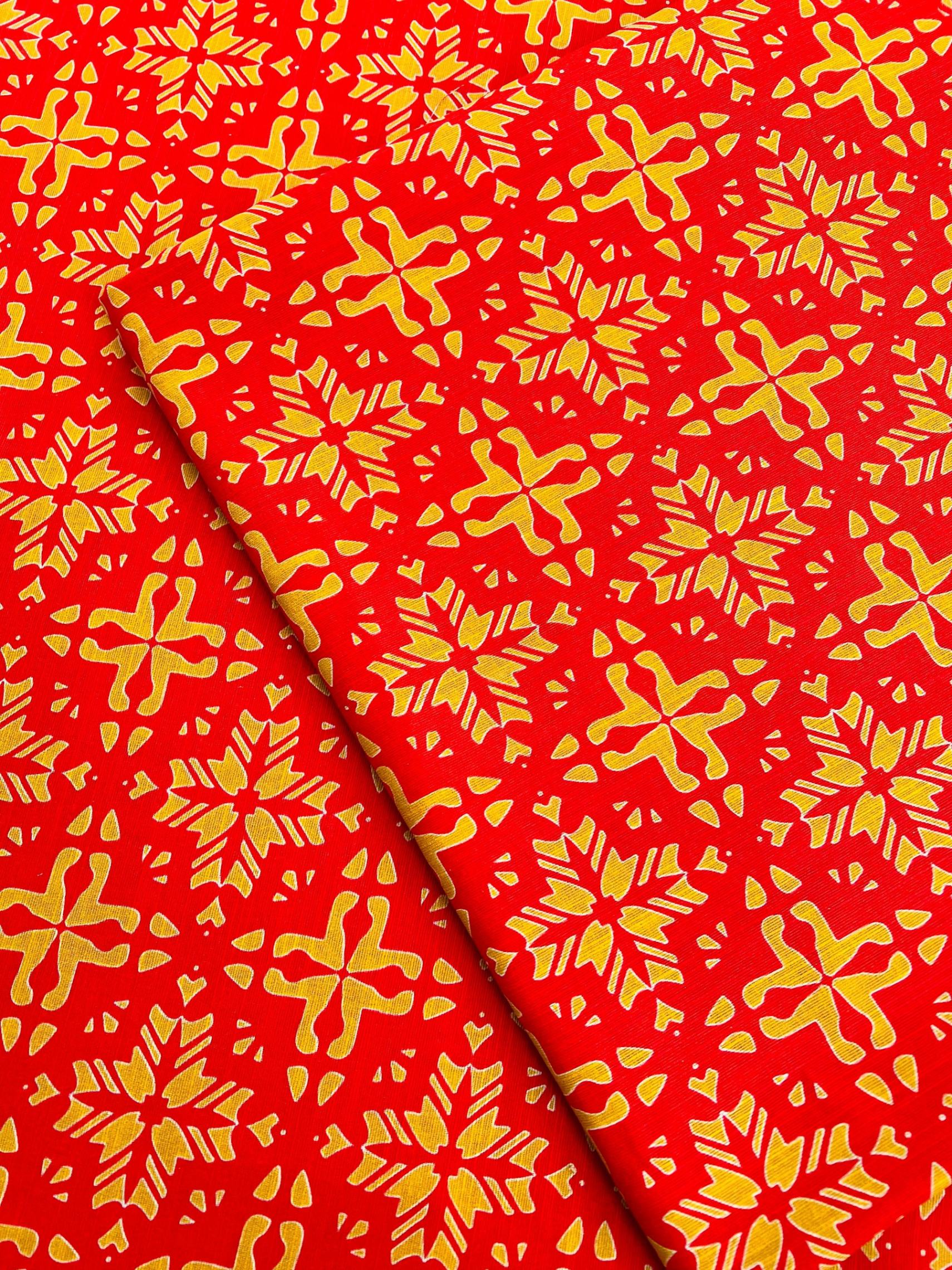Red & Mustard Khaddar Fabric – 2pc unstiched printed suit