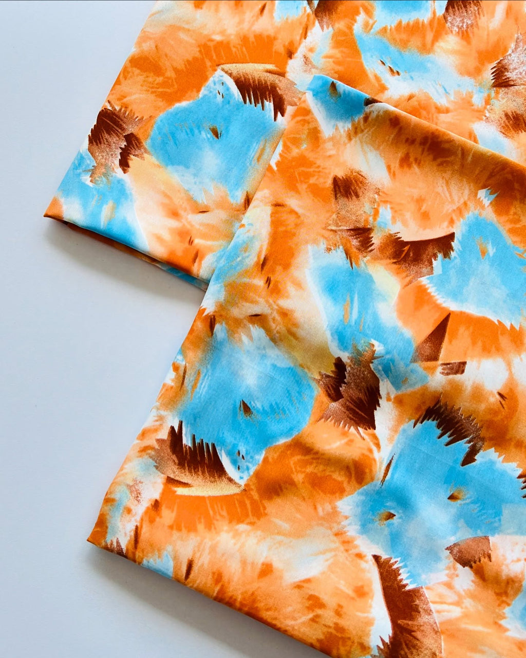 Tie & Dye – Orange Blue Linen – Unstiched – Long frock Long Angrakha styling