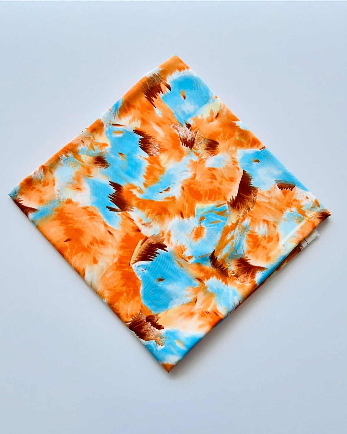 Tie & Dye – Orange Blue Linen – Unstiched – Long frock Long Angrakha styling