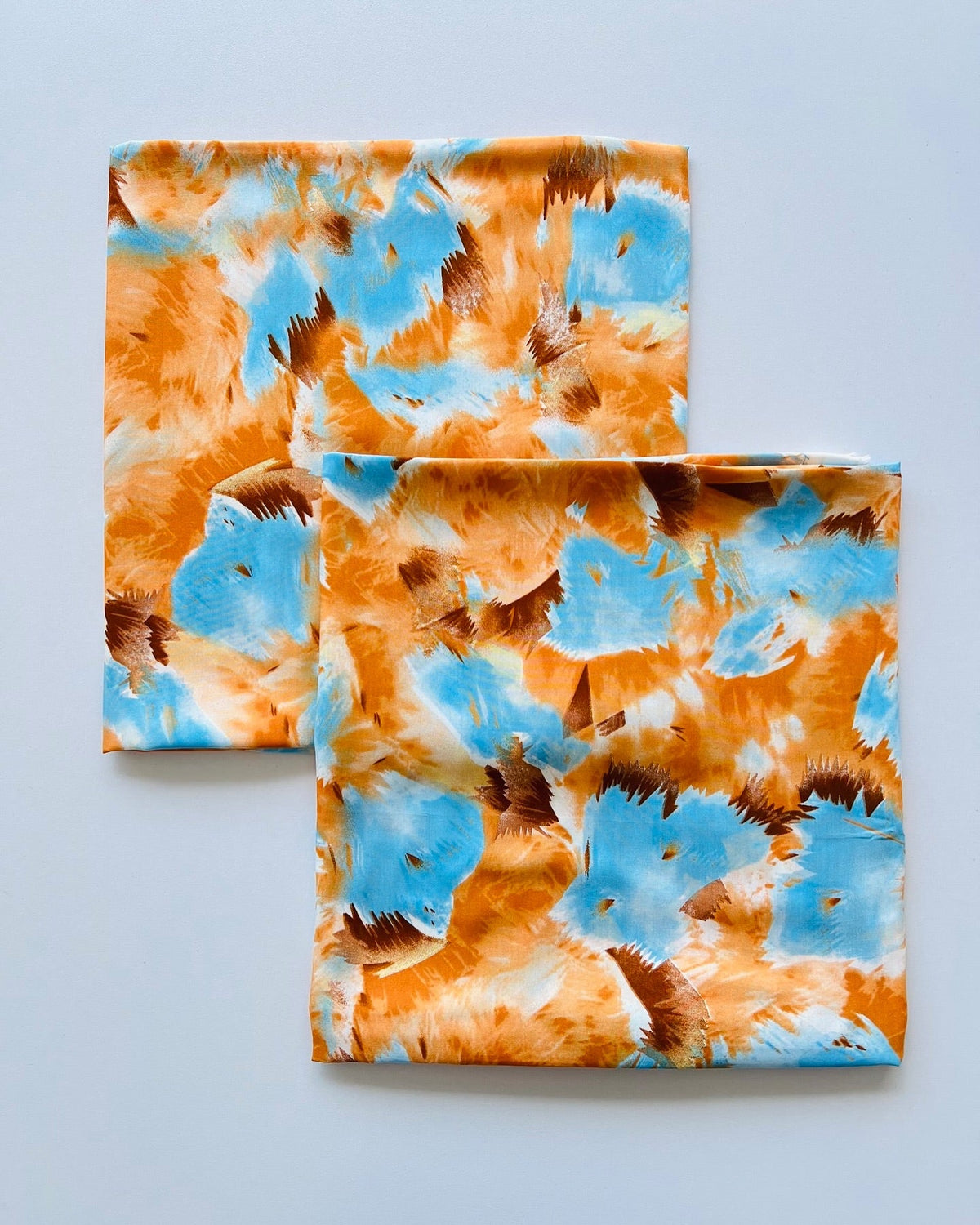 Tie & Dye – Orange Blue Linen – Unstiched – Long frock Long Angrakha styling