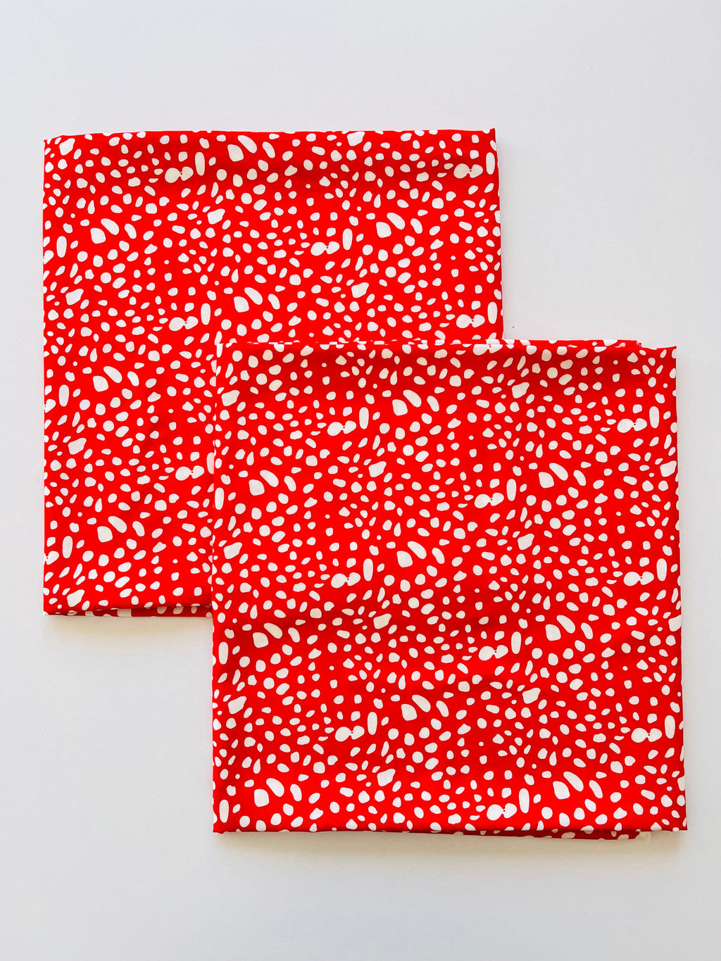 Red Colour Dotted design Linen 2pc Printed Suit