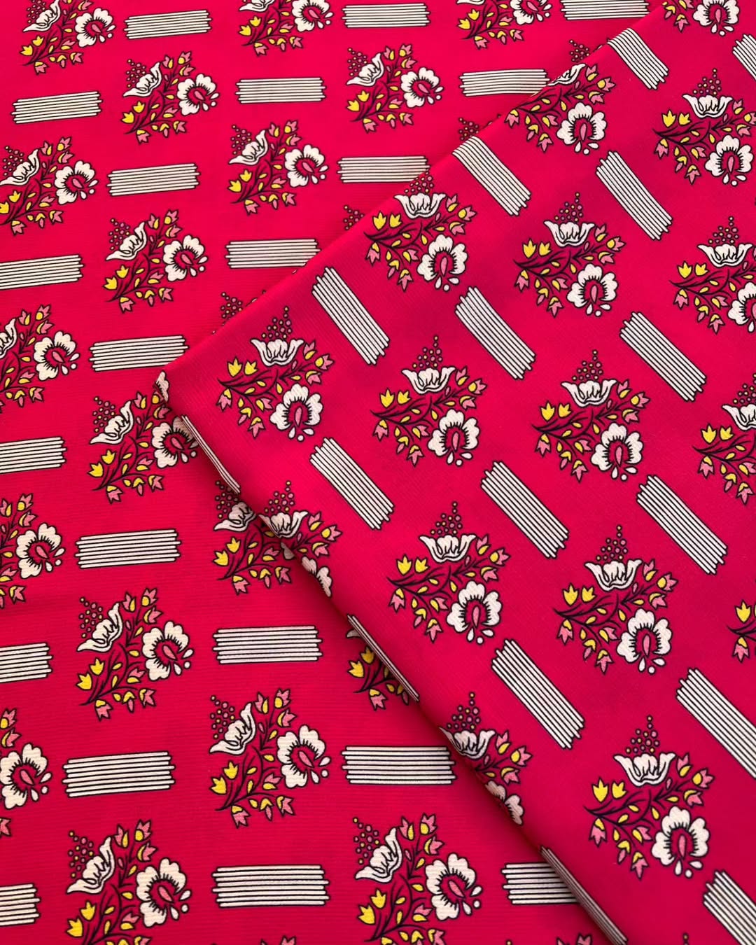 Silk marina red floral design - unstiched 2pc printed suit