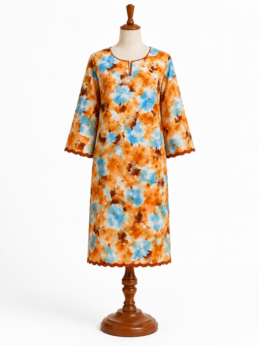 Tie & Dye – Orange Blue Linen – Unstiched – Long frock Long Angrakha styling