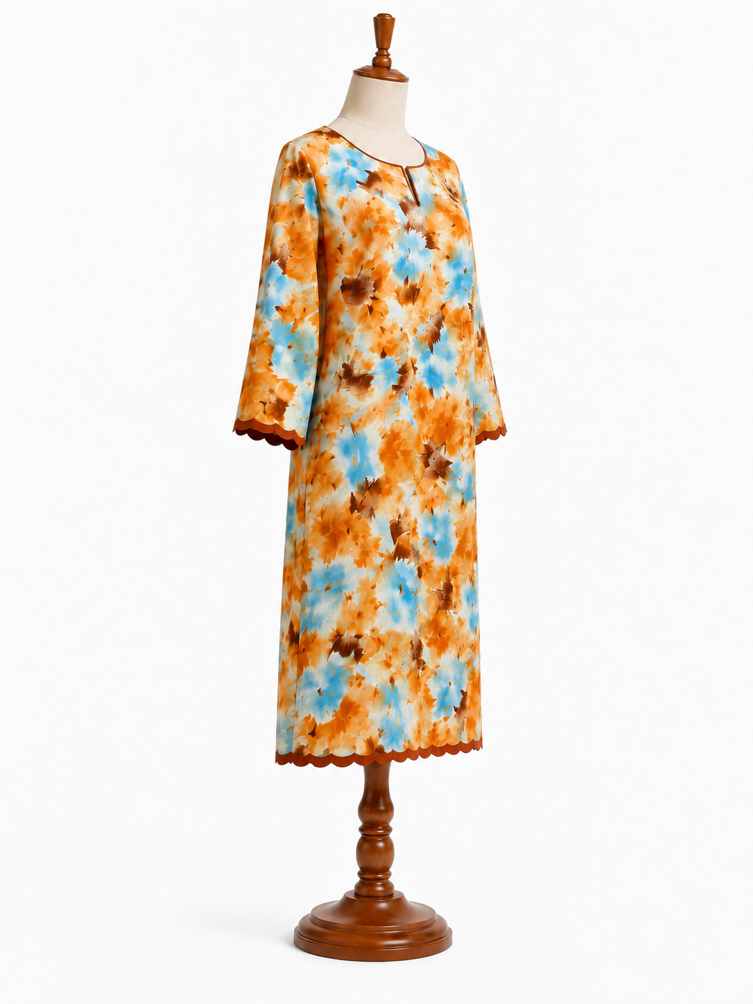 Tie & Dye – Orange Blue Linen – Unstiched – Long frock Long Angrakha styling
