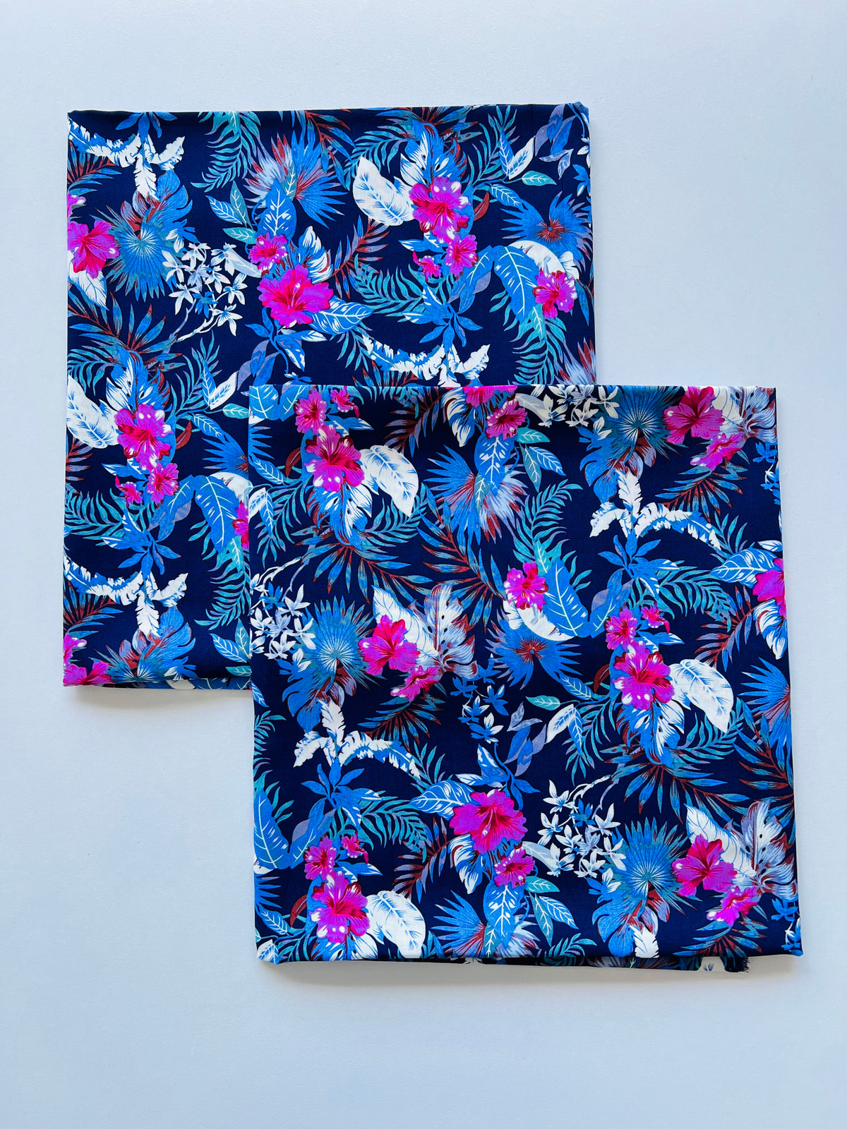 Navy blue Floral linen 2pc Printed Suit