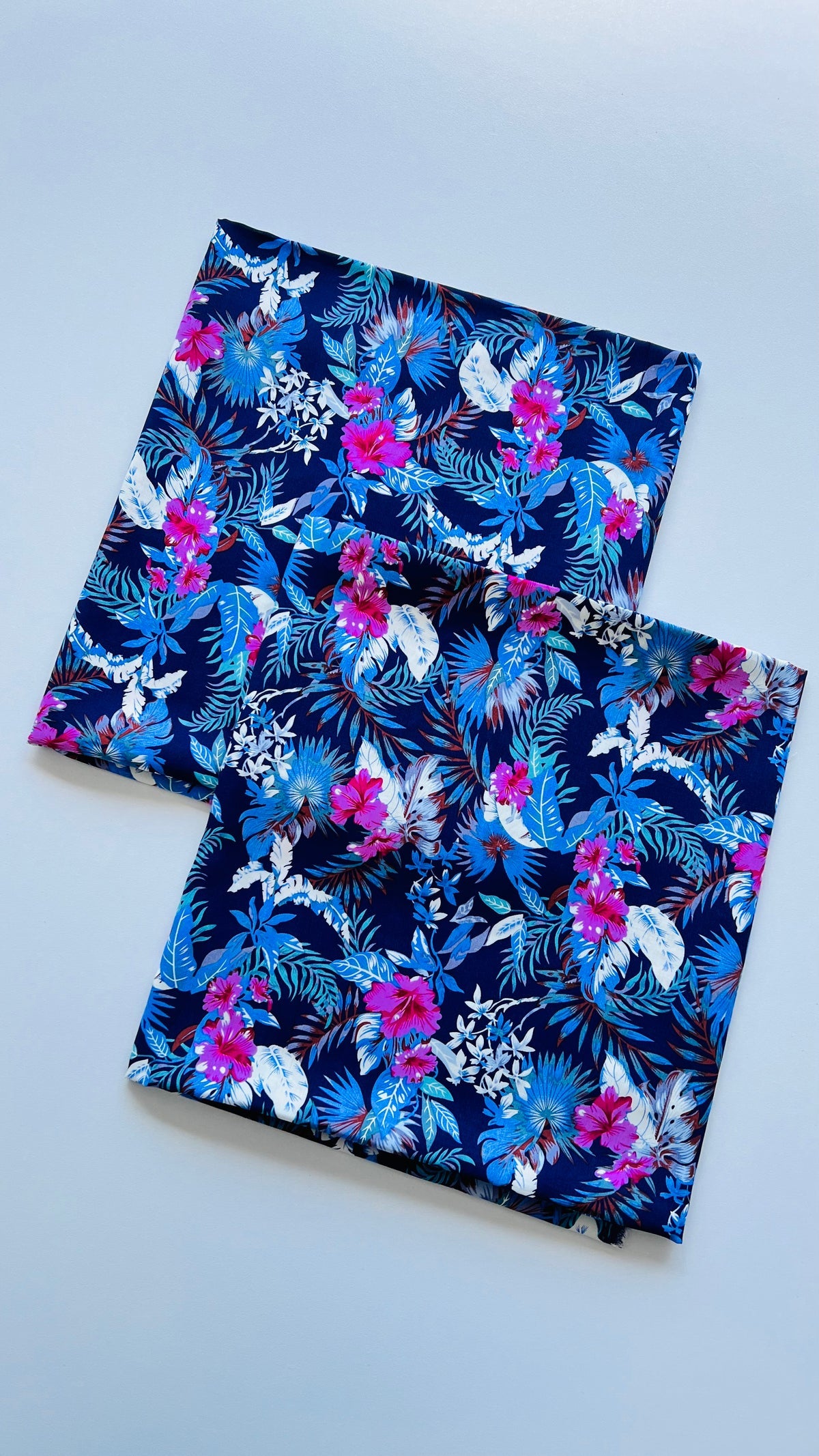 Navy blue Floral linen 2pc Printed Suit