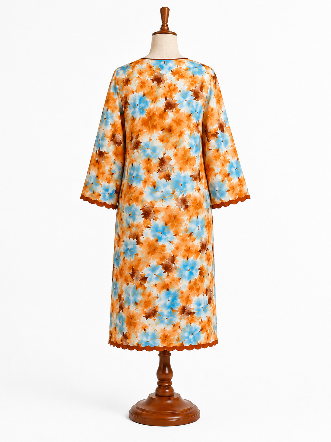 Tie & Dye – Orange Blue Linen – Unstiched – Long frock Long Angrakha styling