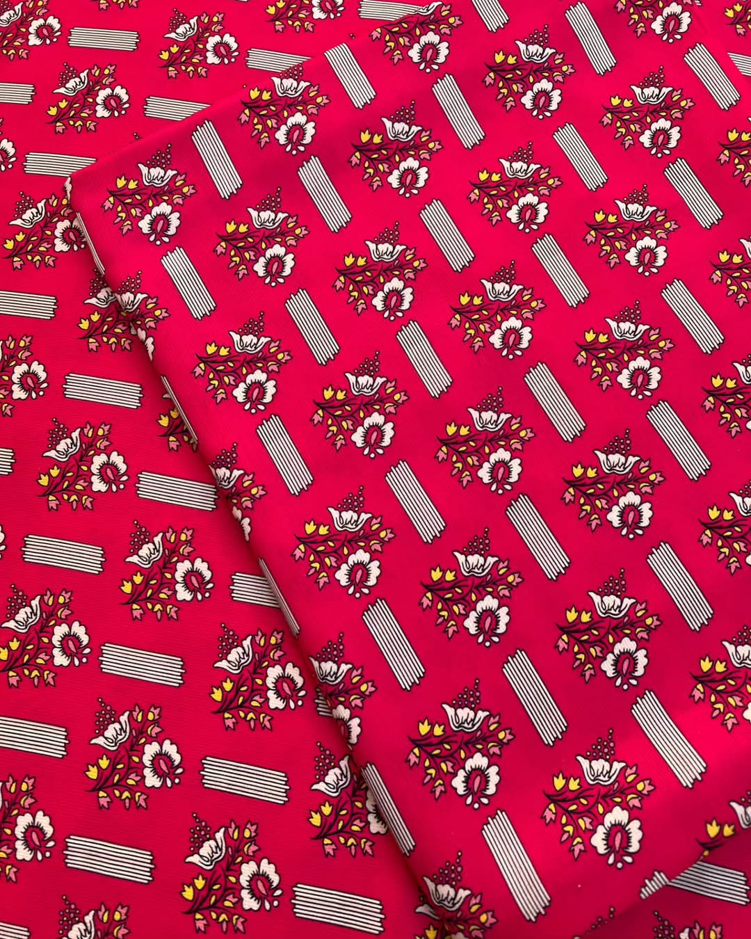 Silk marina red floral design - unstiched 2pc printed suit